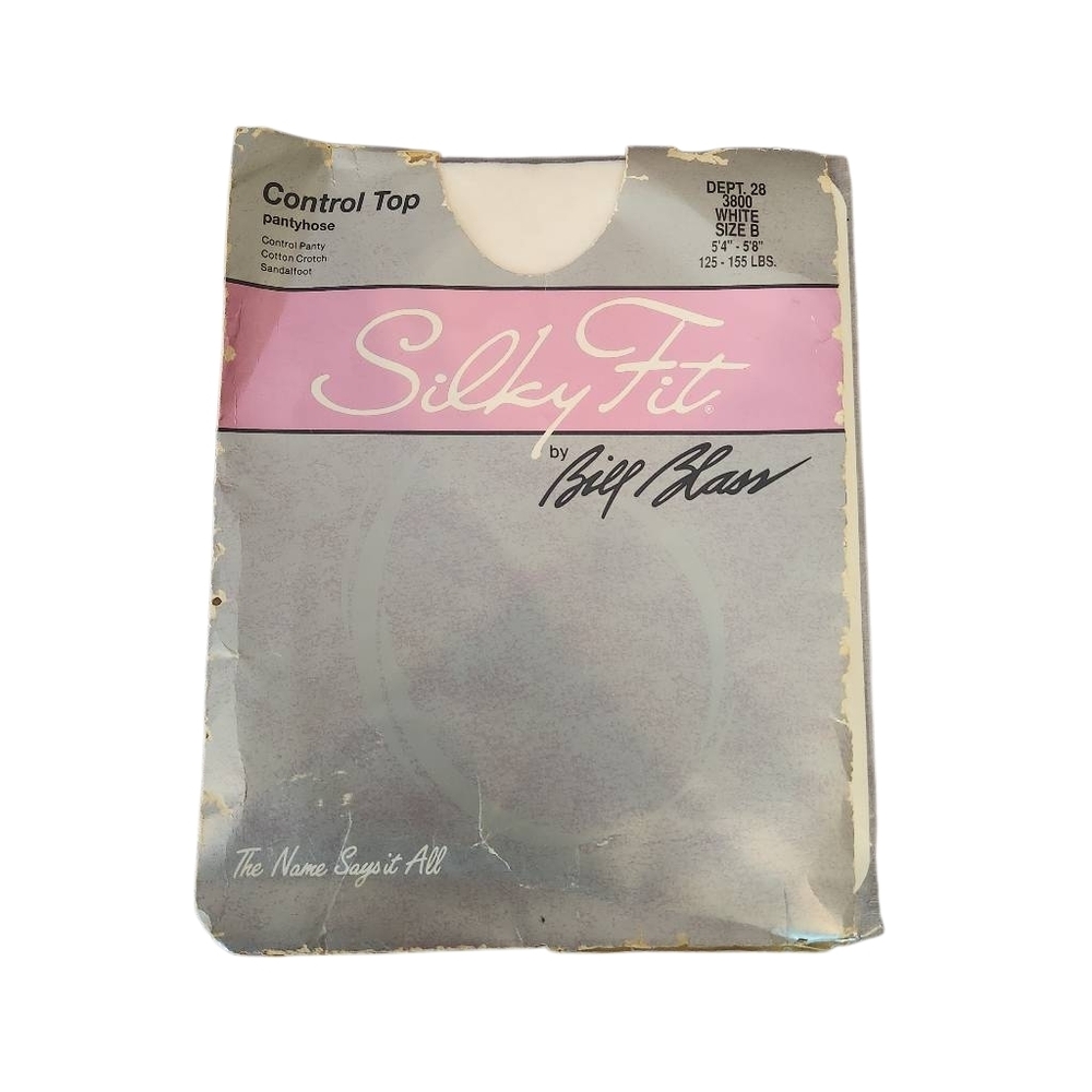 Silky Fit Control Top White Bill Blass Pantyhose Size B